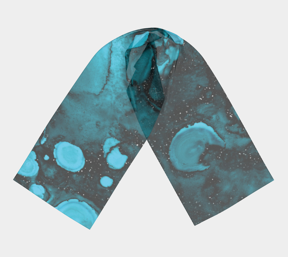Watercolor Swirls O - Turquoise Splotches, Long Scarf preview #3