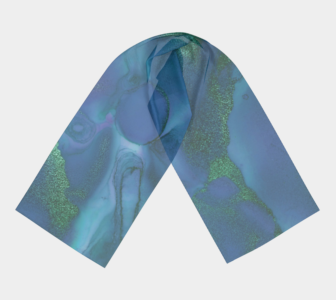 Watercolor Swirls P - Blues & Greens, Long Scarf preview #3