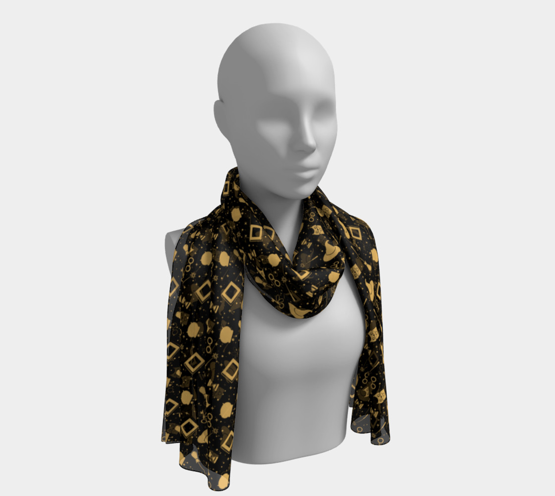 Magic symbols black long scarf 3D preview