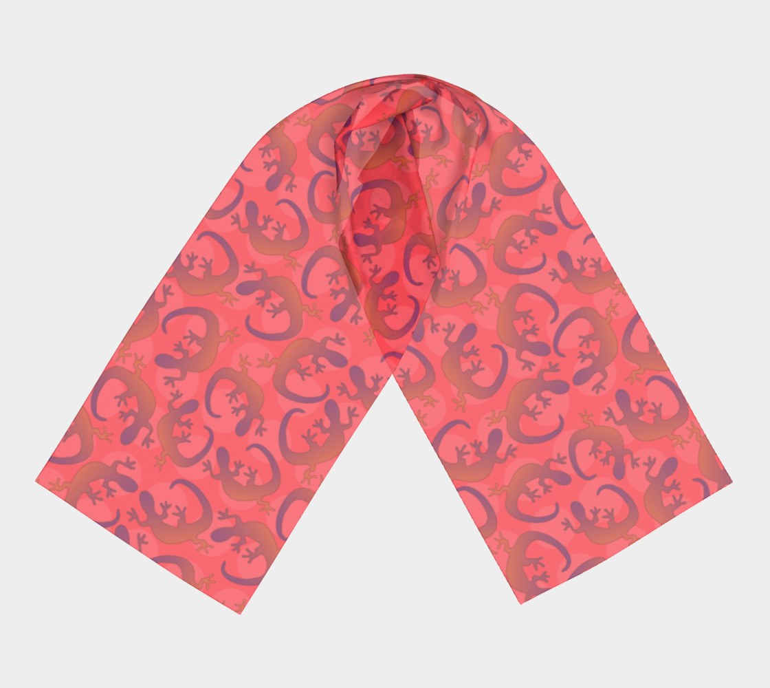 Lizards on Coral Long Scarf 190105 thumbnail #4