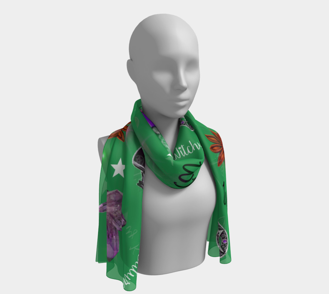 WK #ModernWitchLife Green Print Long Scarf preview #1