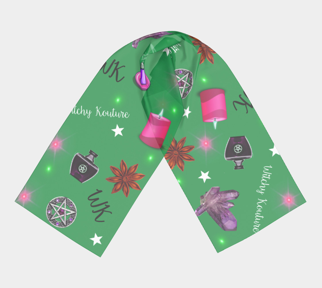 WK #ModernWitchLife Green Print Long Scarf preview #3