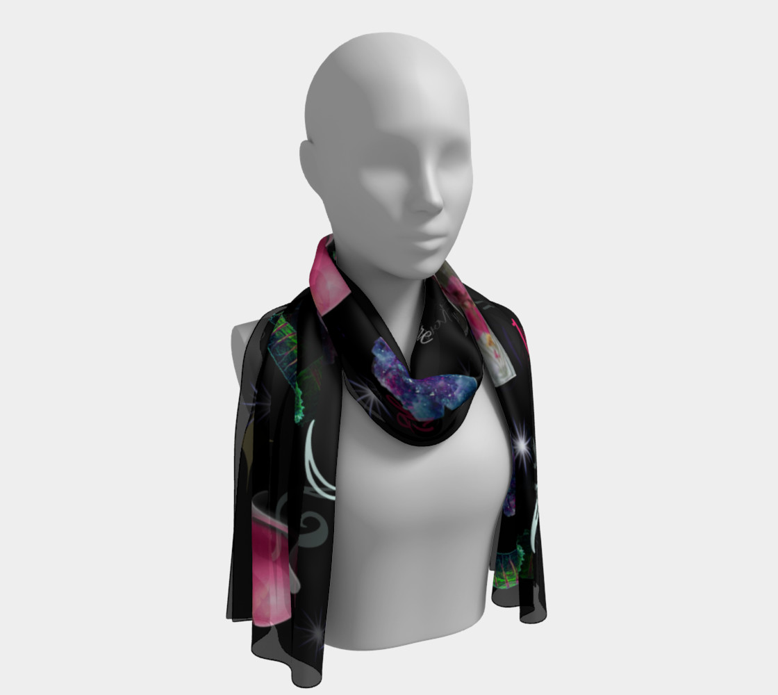Aperçu de WK #ModernWitchLife Black Print Long Scarf #1