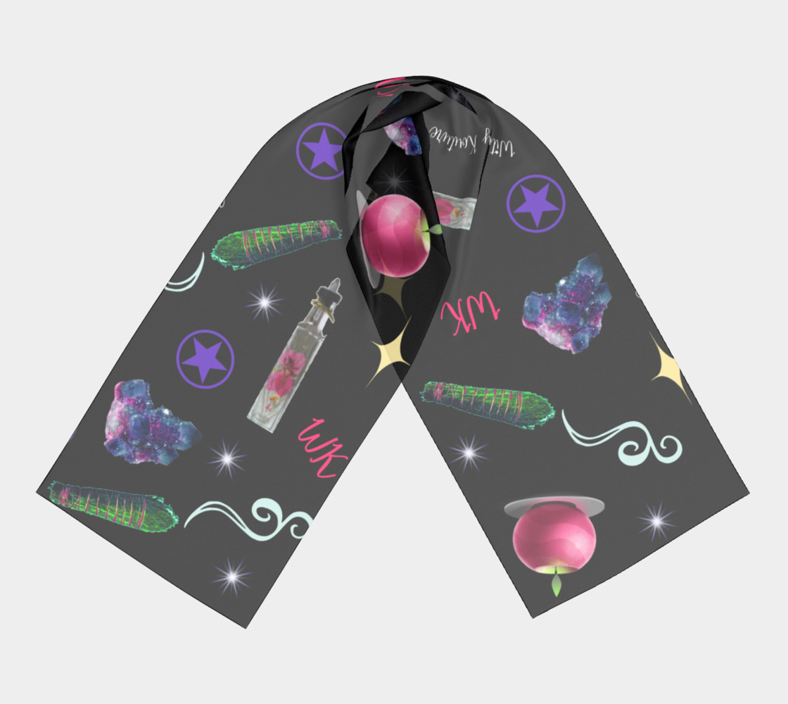 Aperçu de WK #ModernWitchLife Black Print Long Scarf #3