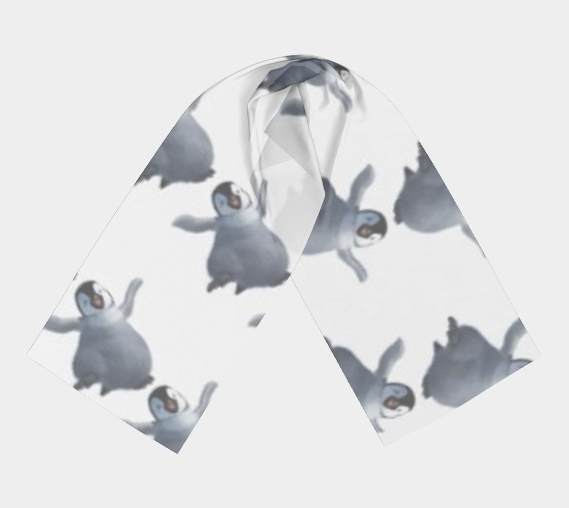 Baby penguins on silk scarf. preview #3