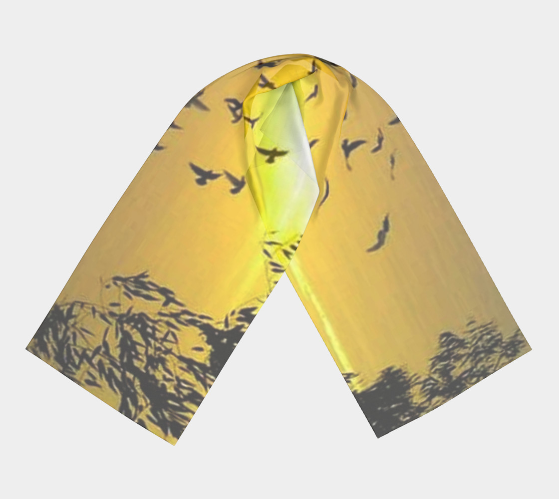 Sundown birdies on silk scarf. preview #3