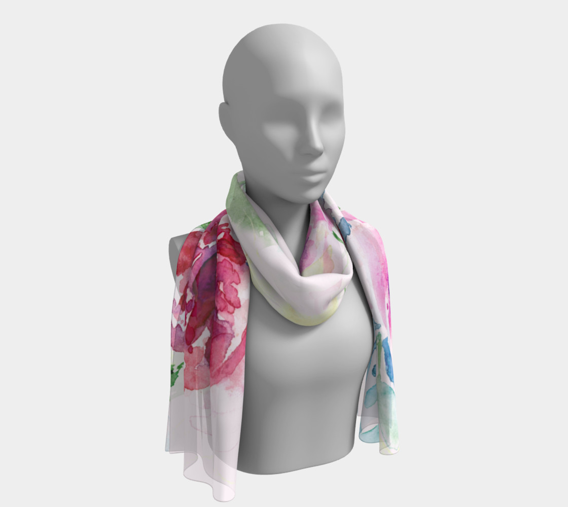 Aperçu de Watercolor Rose Long Scarf #1