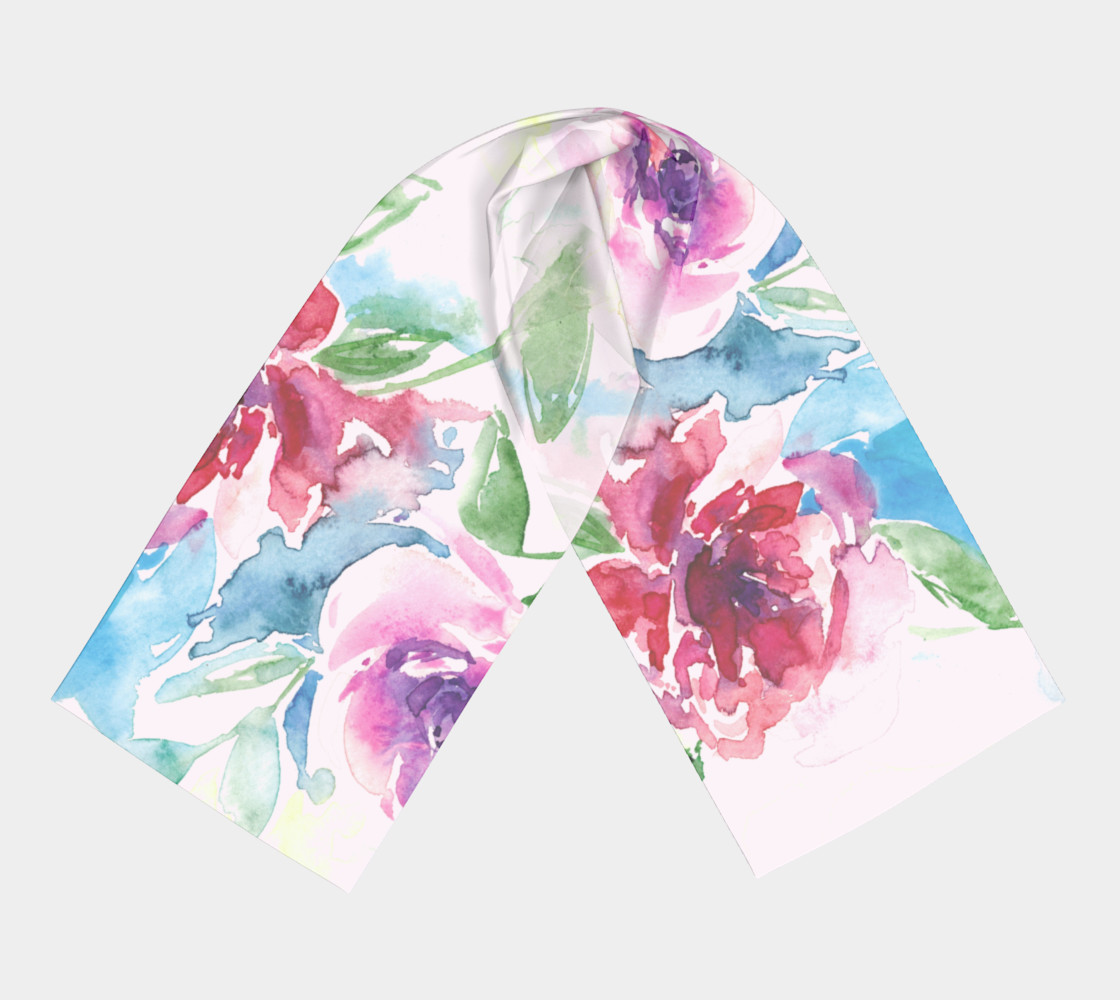 Aperçu de Watercolor Rose Long Scarf #3