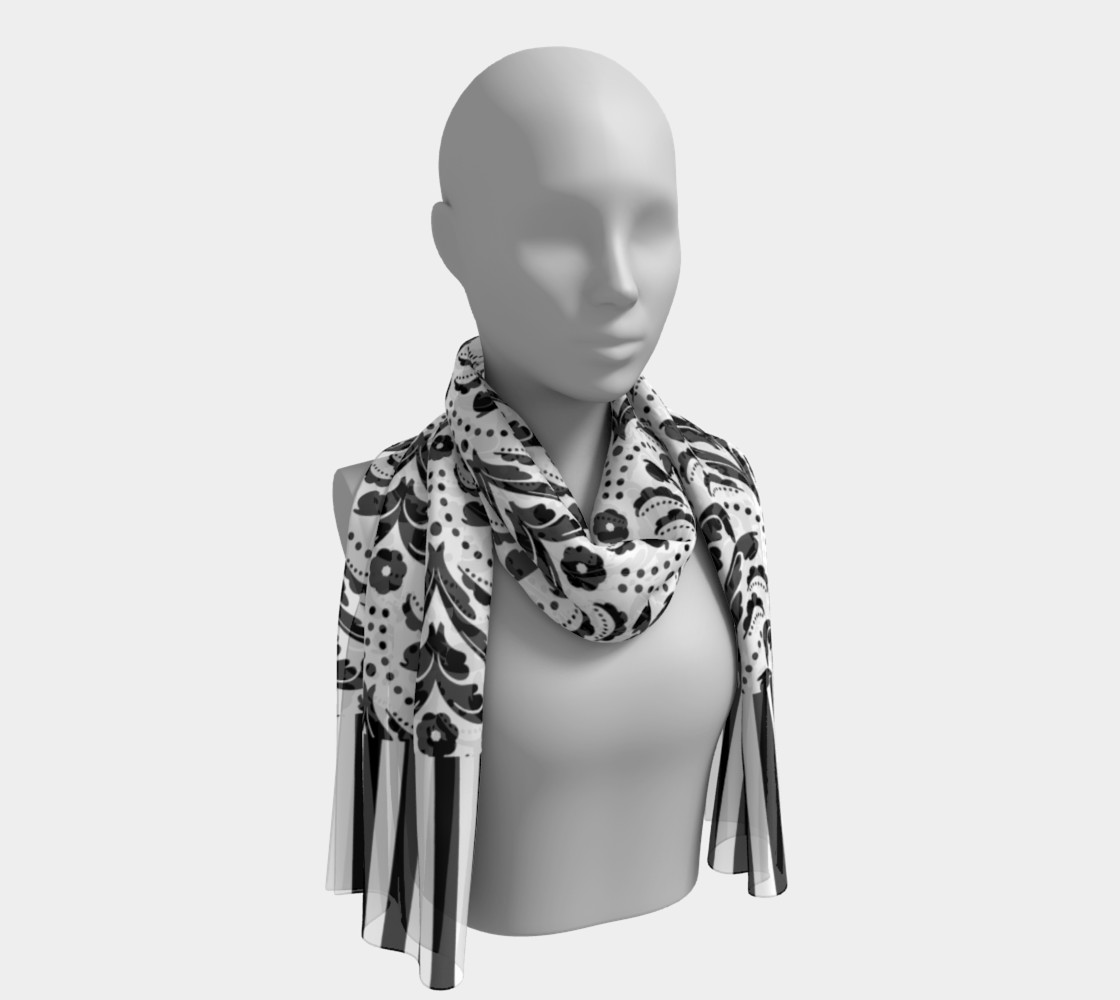 Art Deco Damask Black and White 3D preview
