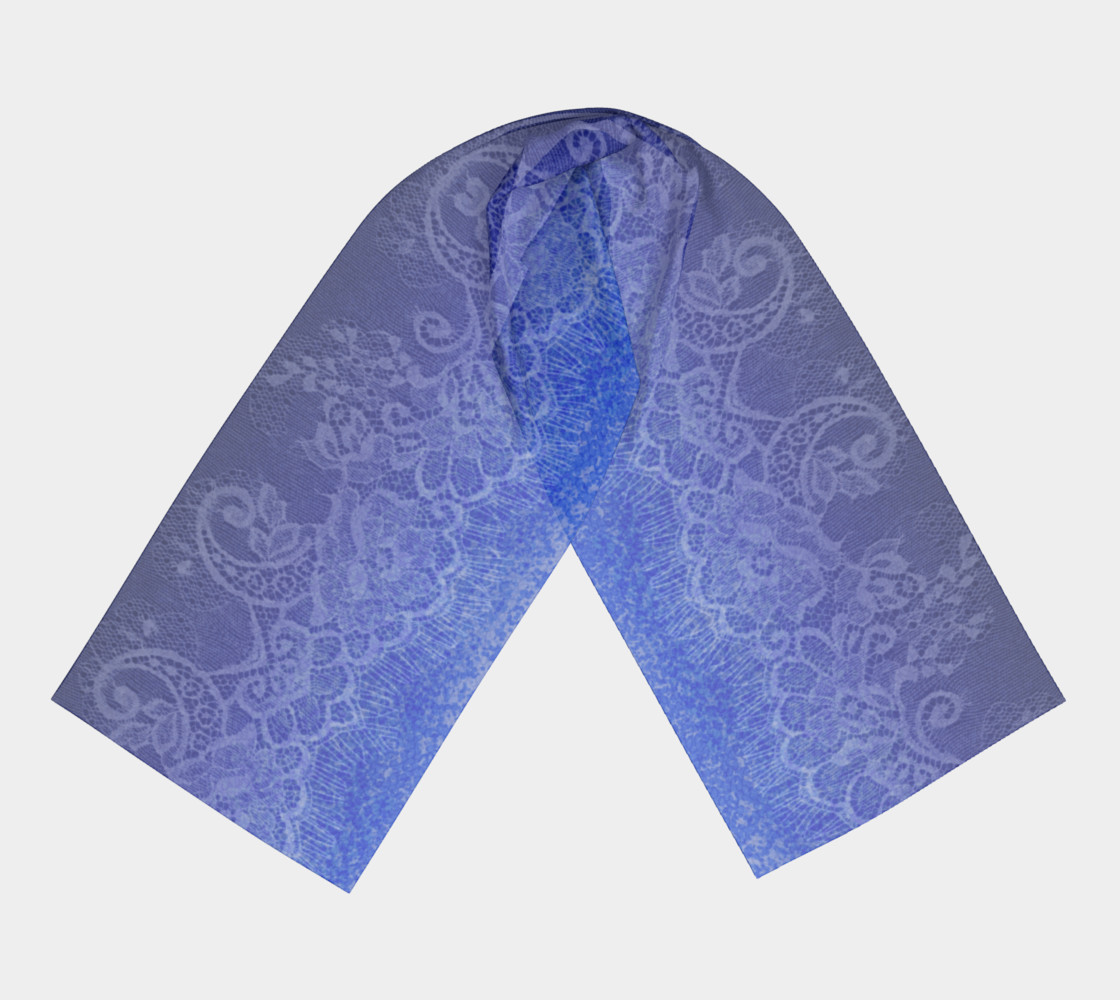 Blue Lace Ombre Watercolor Scarf Long preview #3