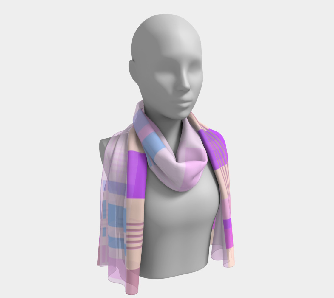 Pink Plaid Patches Long Scarf 3D preview
