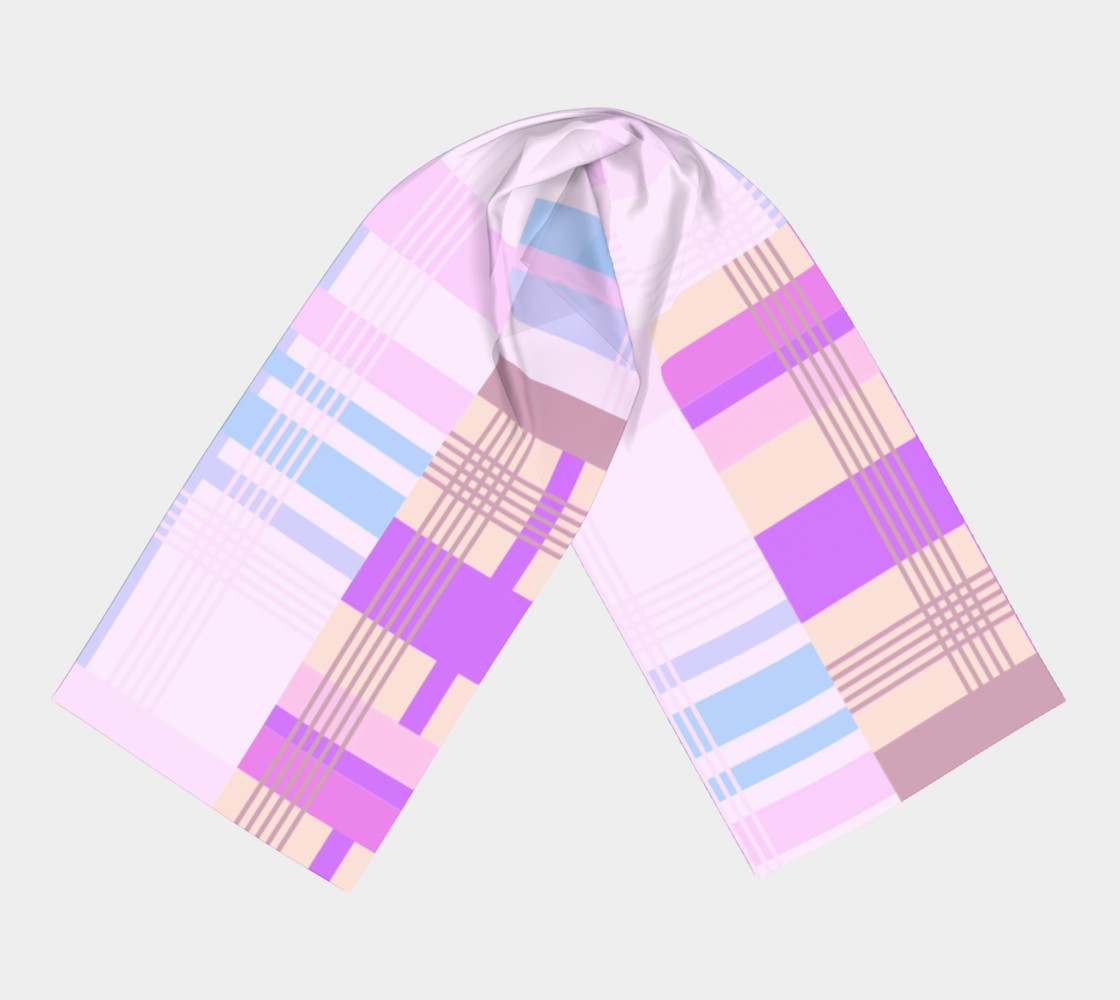 Pink Plaid Patches Long Scarf preview #3