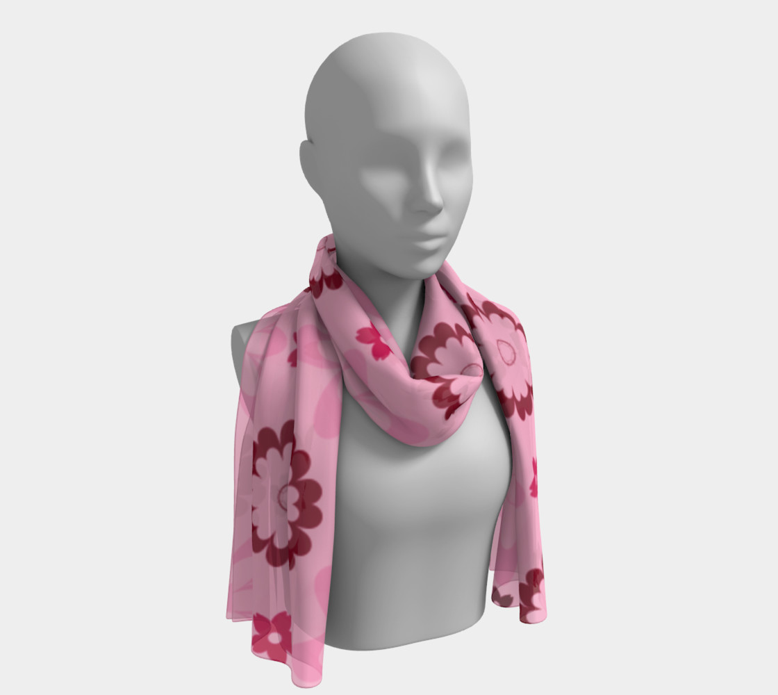 Aperçu 3D de Pink Flower Delight Long Scarf
