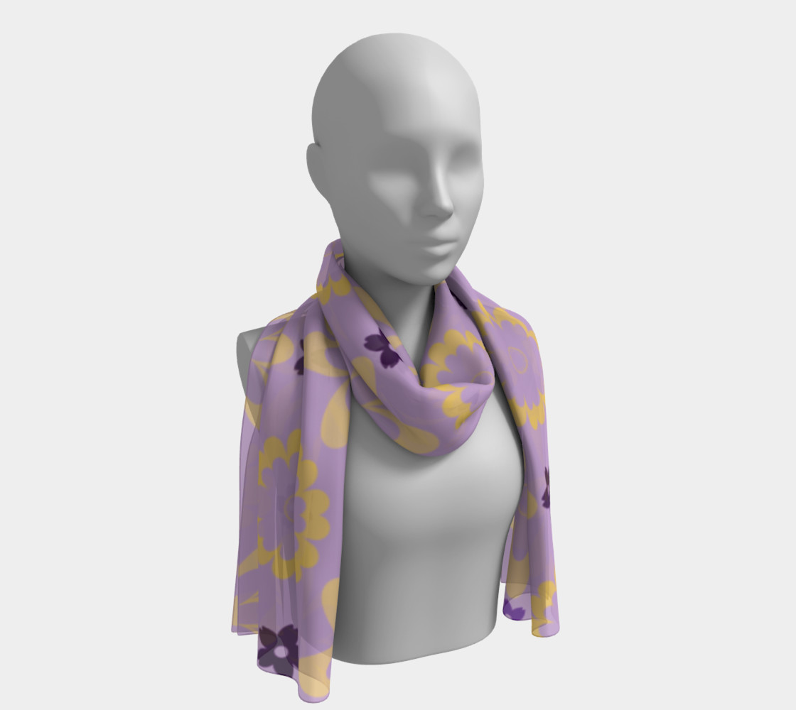 Orange and Purple Flower Clash Long Scarf 3D preview