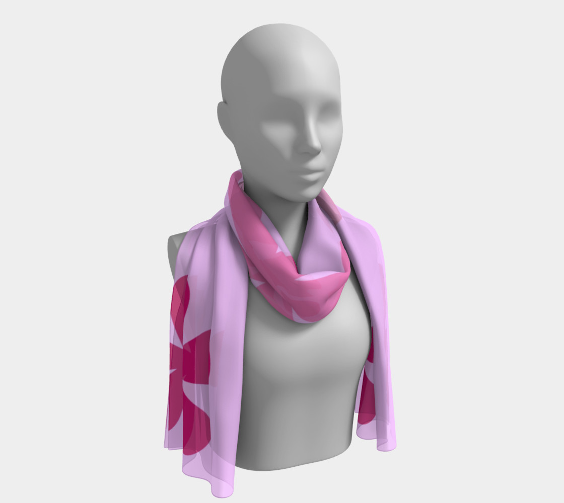 Pink Retro Flowers Long Scarf 3D preview