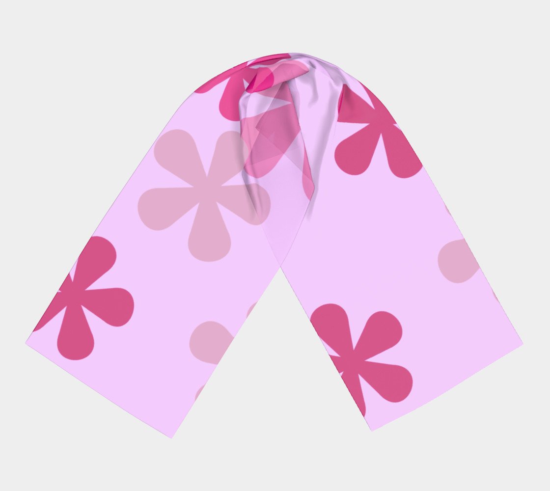 Pink Retro Flowers Long Scarf preview #3