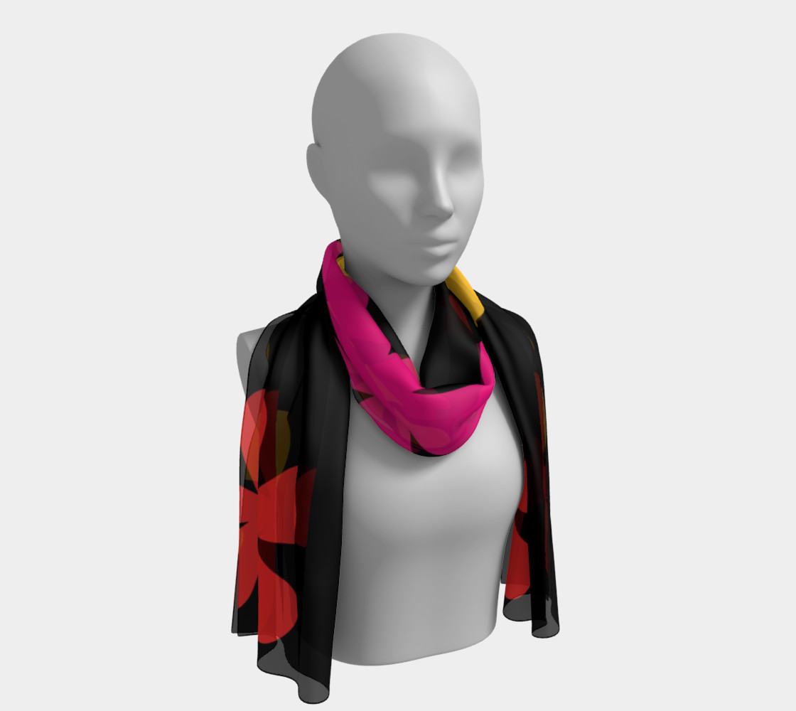 Neon Retro Flowers Long Scarf preview #1