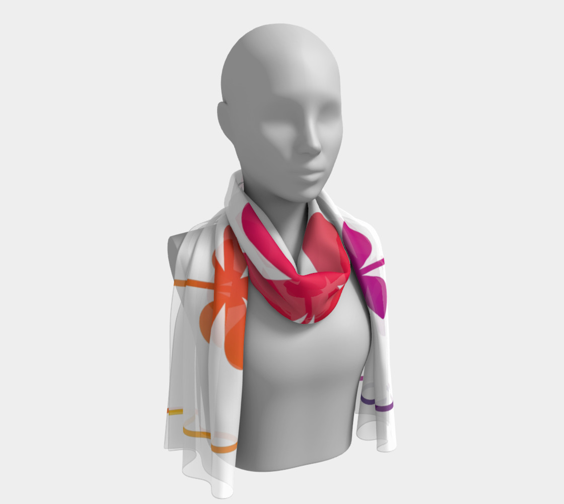 Rainbow Flowers and Stripes Long Scarf preview #1