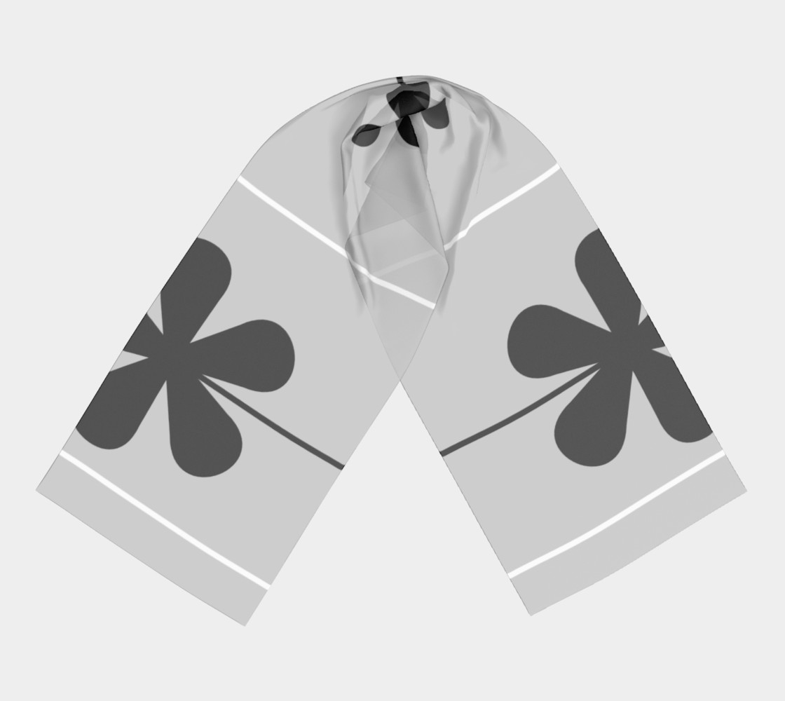 Black and White Flowers and Stripes Long Scarf preview #3