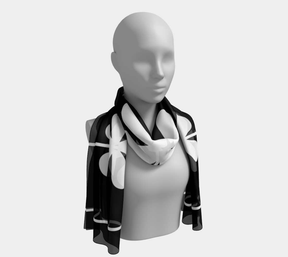 White Flowers and Stripes Long Scarf 3D preview