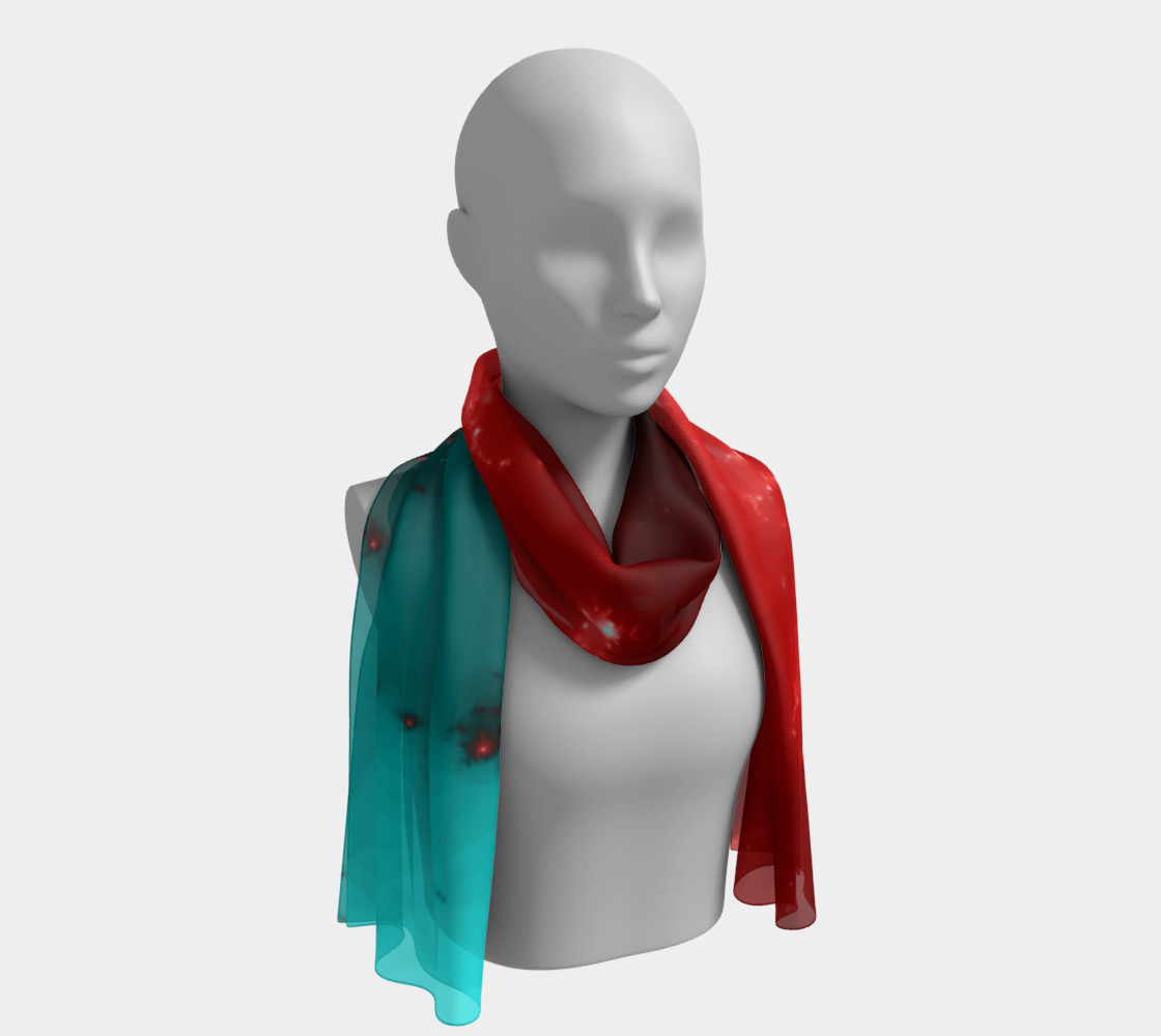 Teal and Red Burst of Light Long Scarf preview #1