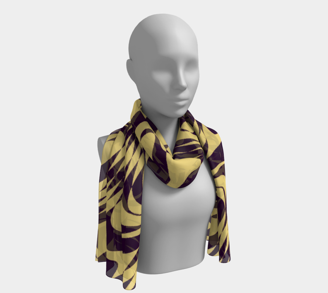 Purple and Orange Swirly Circles Long Scarf 3D preview