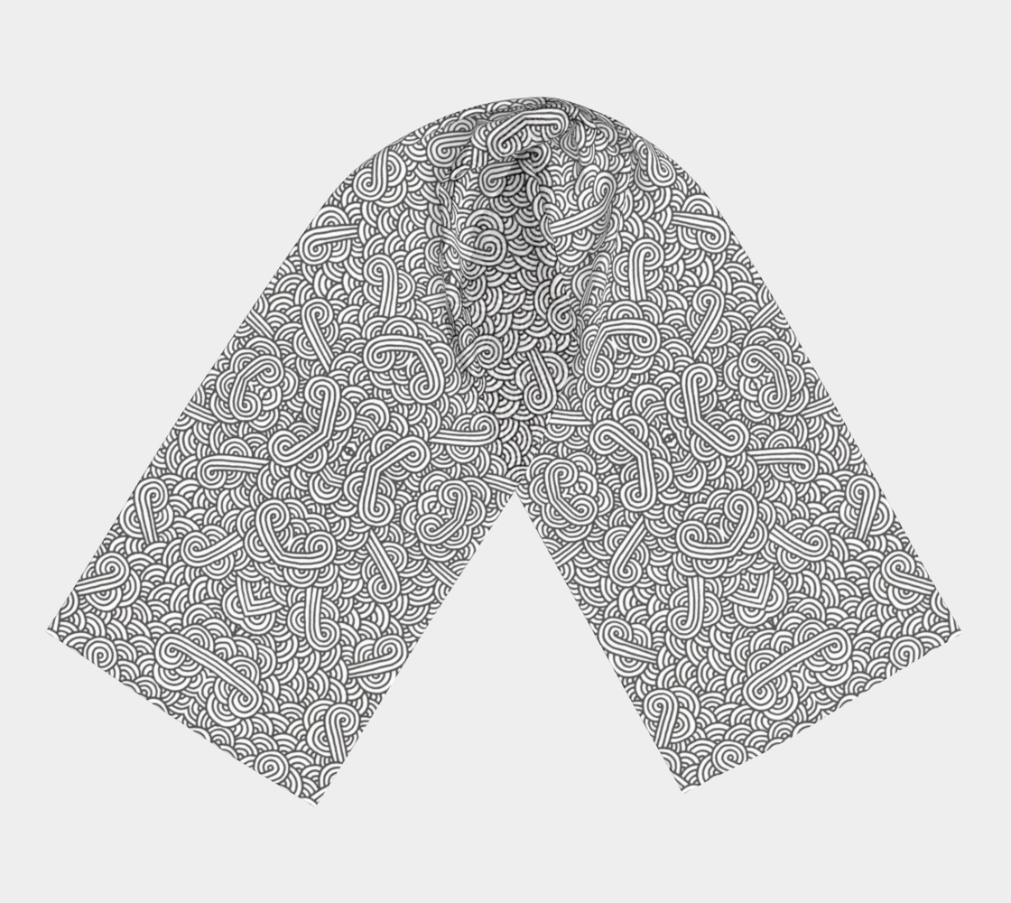 Black and white swirls doodles Long Scarf preview #3
