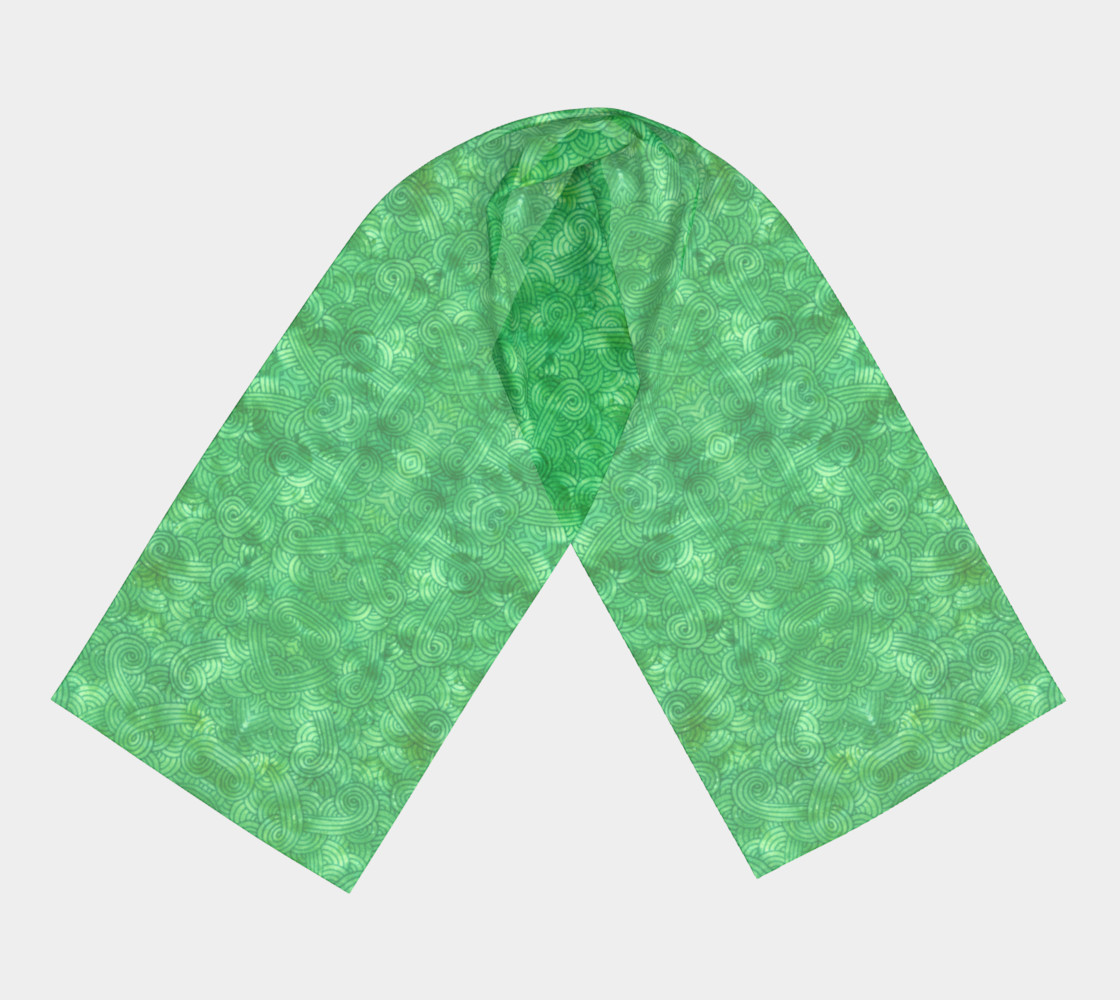 Green swirls doodles Long Scarf preview #3