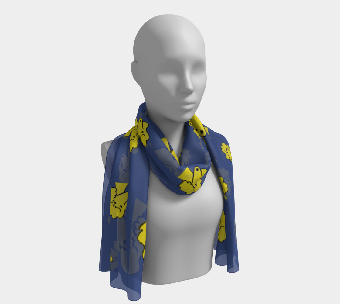 Marigold and blueberries - Silk Scarf 3D preview