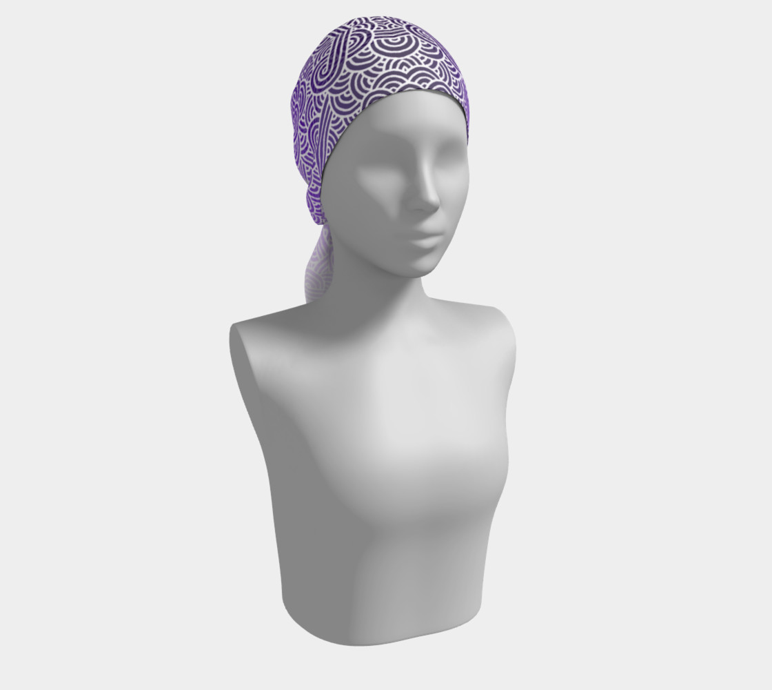 Ombre purple and white swirls doodles Long Scarf preview #2