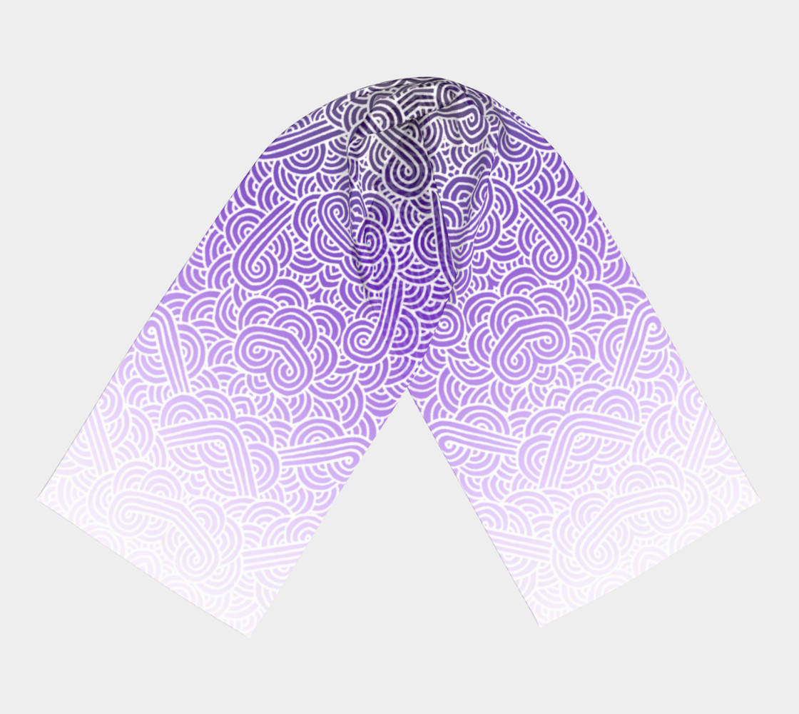 Ombre purple and white swirls doodles Long Scarf preview #3