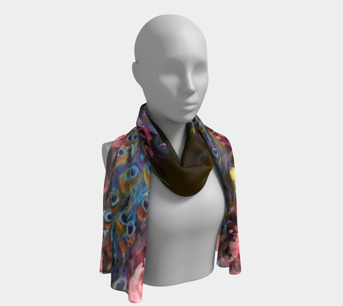 Midnight Peacock and Peony 2.0 Long Scarf 3D preview