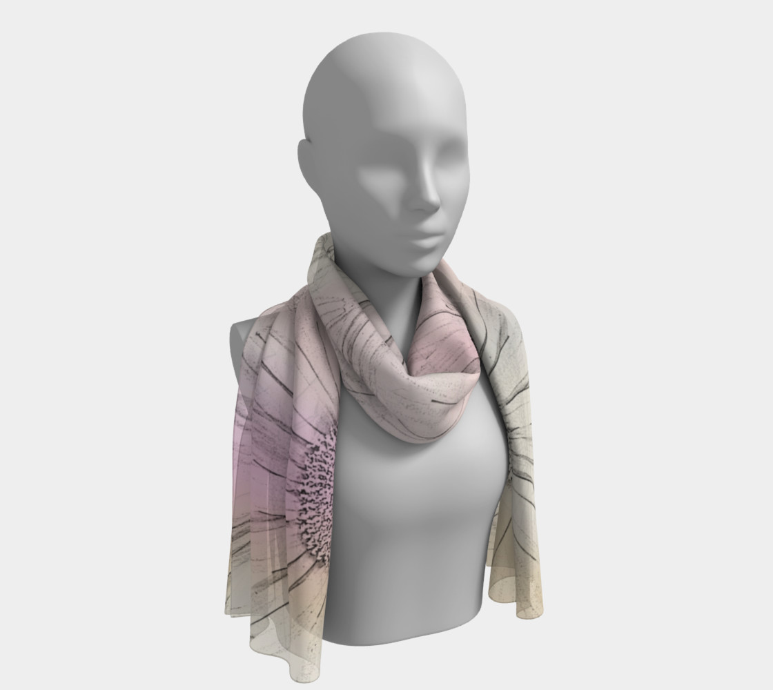 Pink and Gray Pastel Long Floral Scarf 170219 preview #1