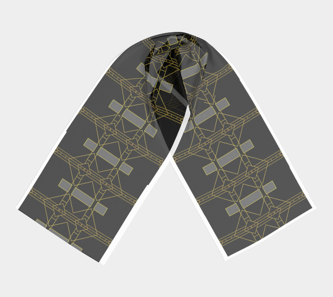 K3 Black Gold and Grey Geometric long scarf preview #3