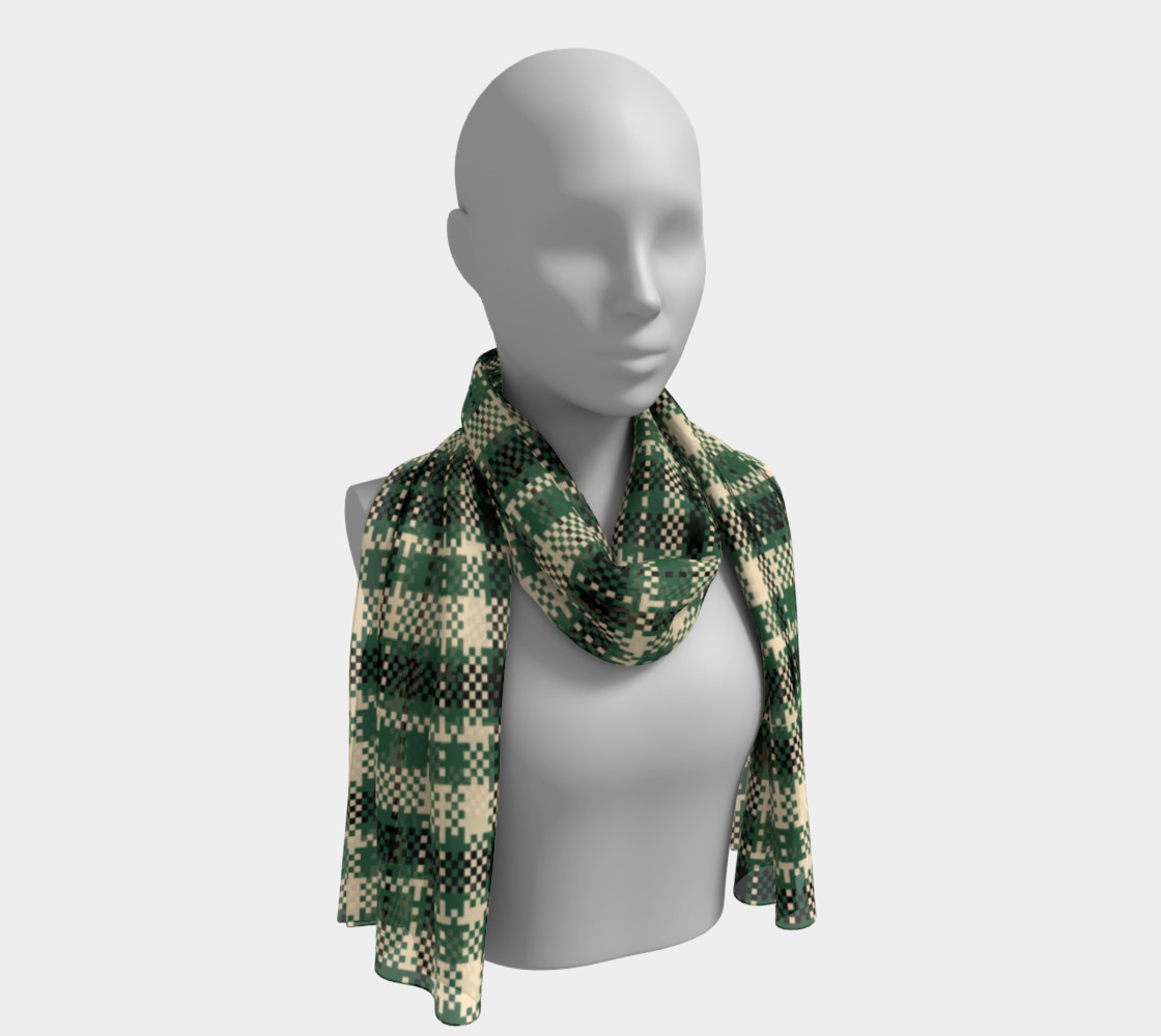 Aperçu de Digital Green & Cream Plaid Long Scarf #1