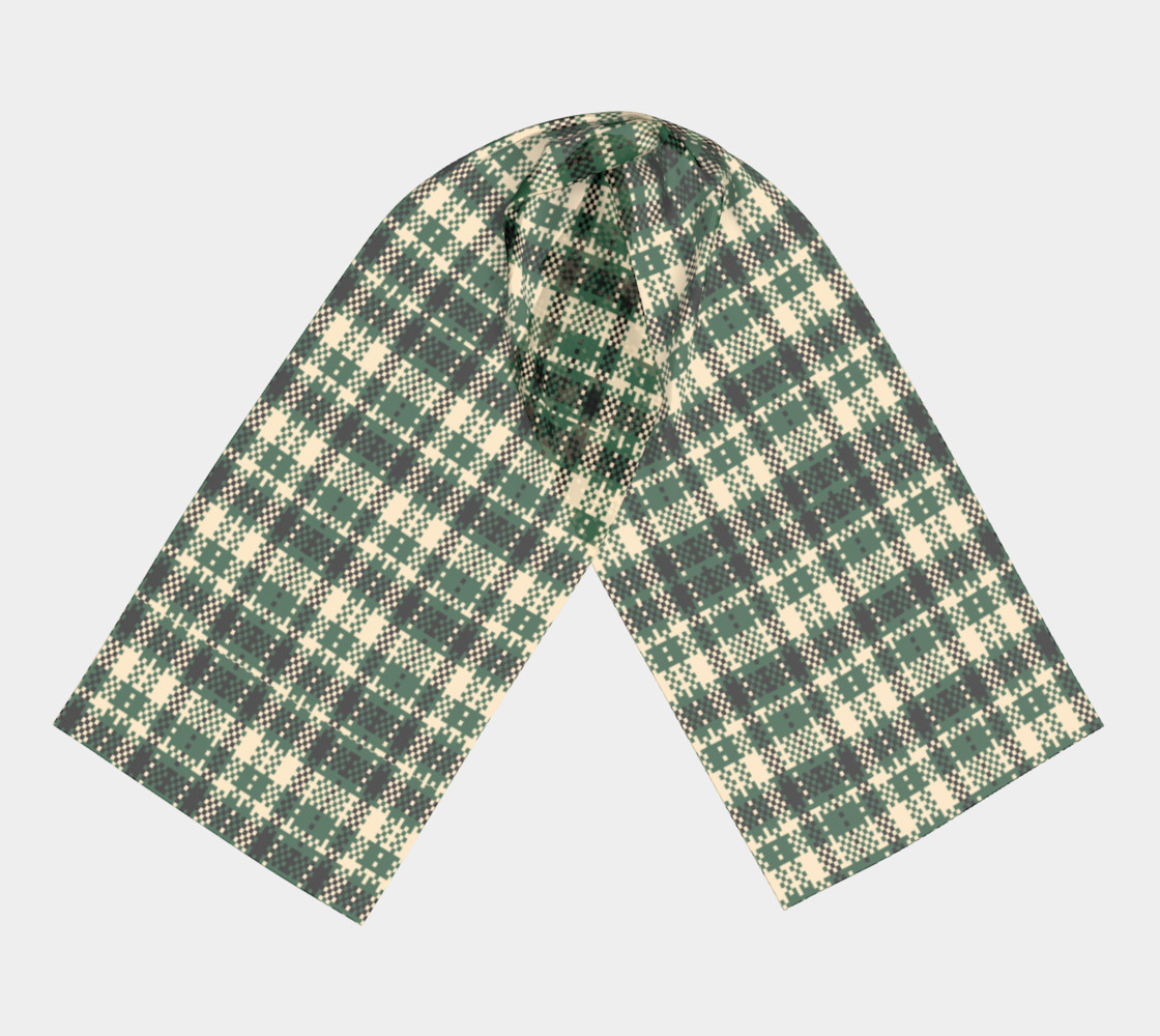 Aperçu de Digital Green & Cream Plaid Long Scarf #3
