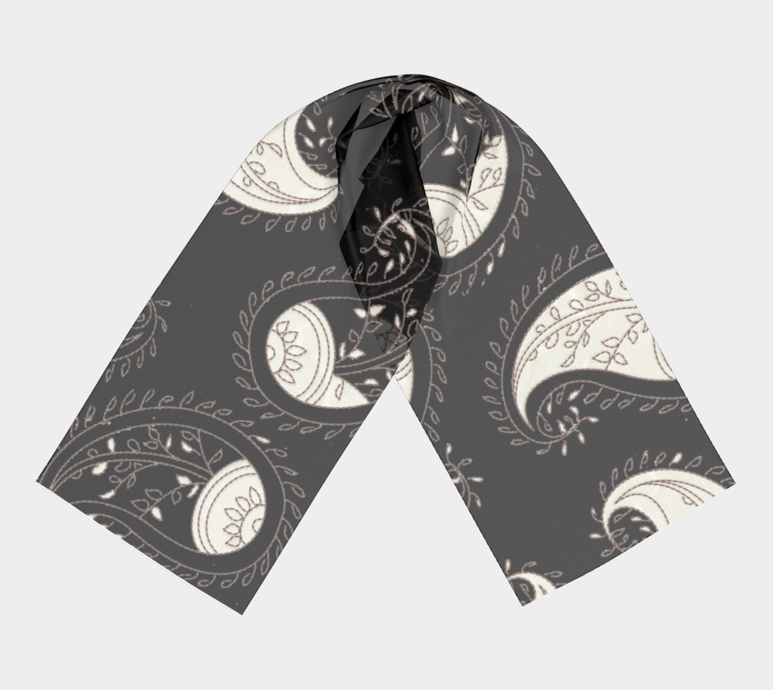 Black and White Paisley Long Scarf preview #3