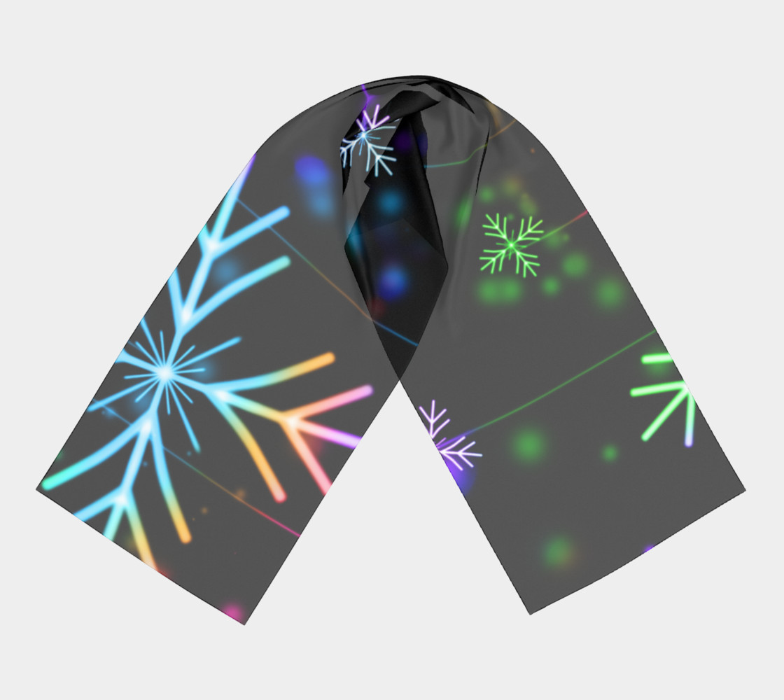 Rainbow Snowflakes on Black Long Scarf preview #3