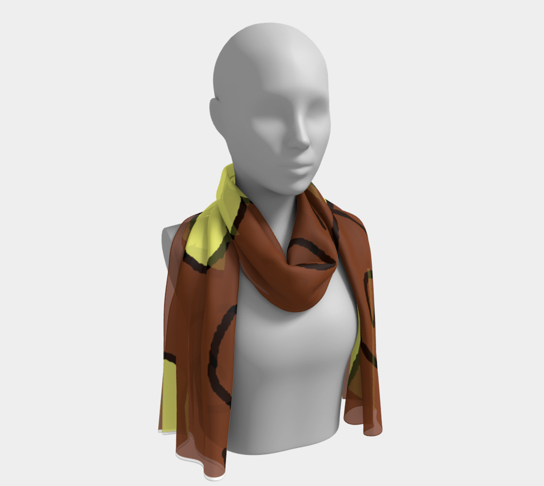 Light Yellow Hearts on Brown Long Scarf preview #1