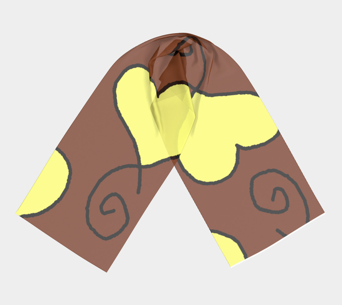 Light Yellow Hearts on Brown Long Scarf preview #3