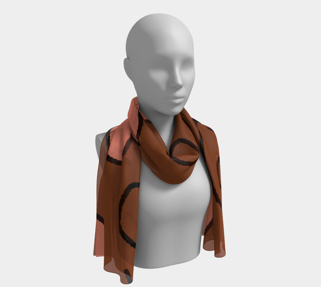 Salmon Hearts on Brown Long Scarf preview #1