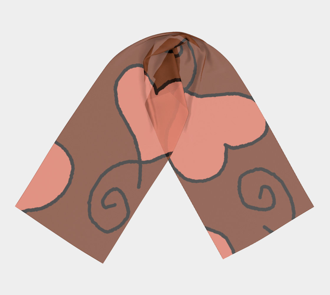 Salmon Hearts on Brown Long Scarf preview #3