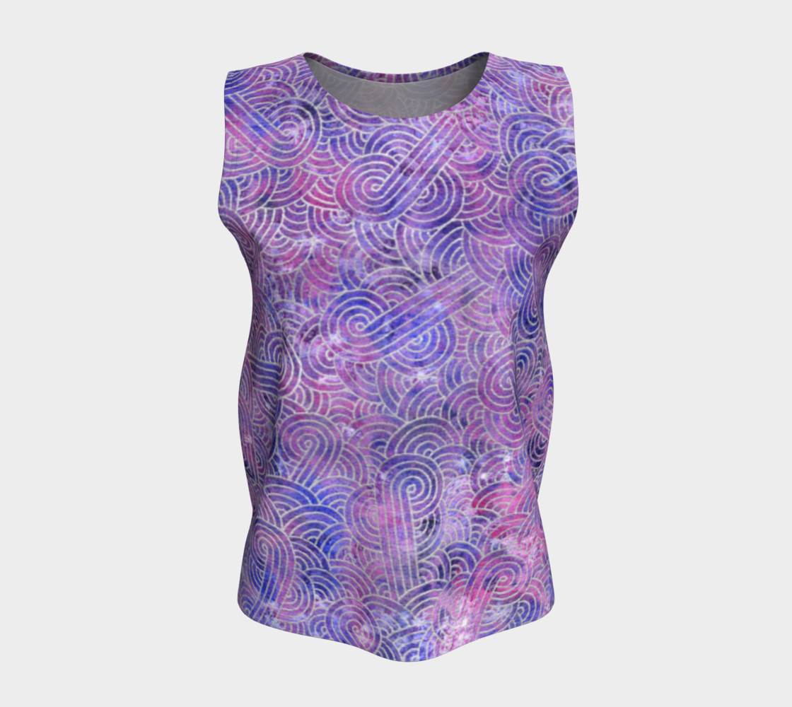 Purple and faux silver swirls doodles Loose Tank Top preview #5