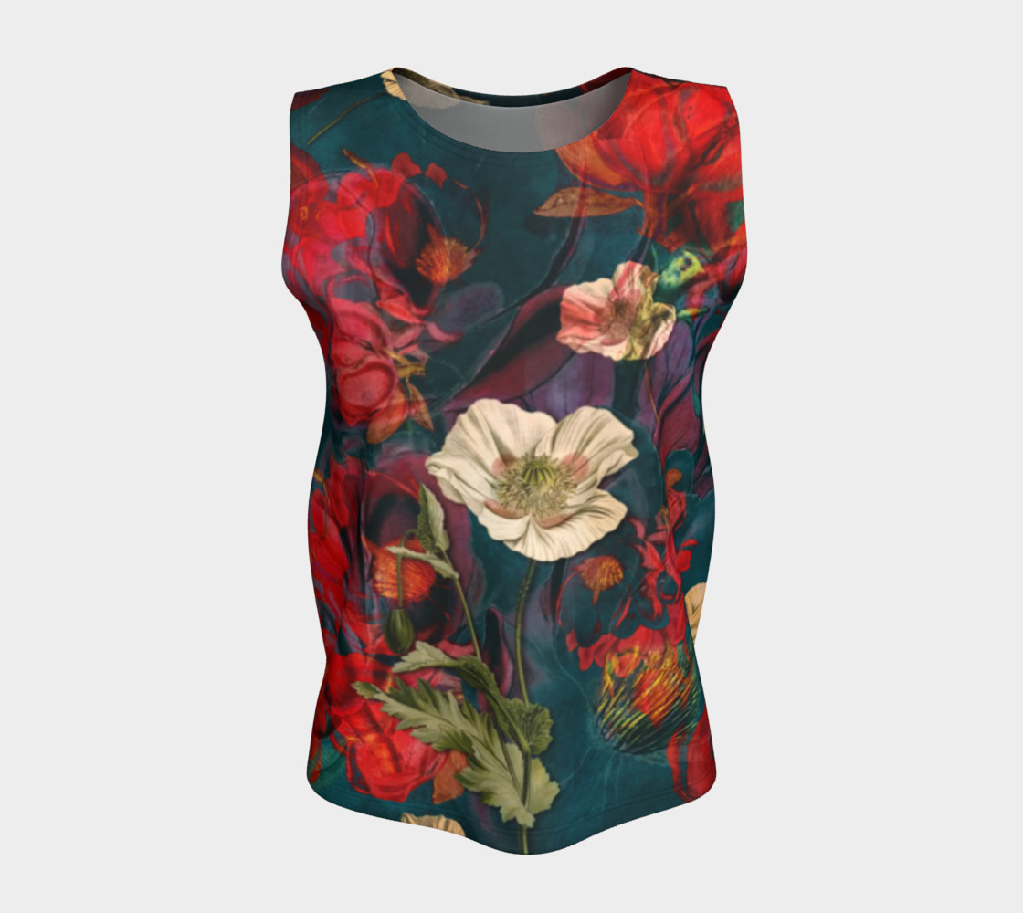 flowers red loose tank top preview #5
