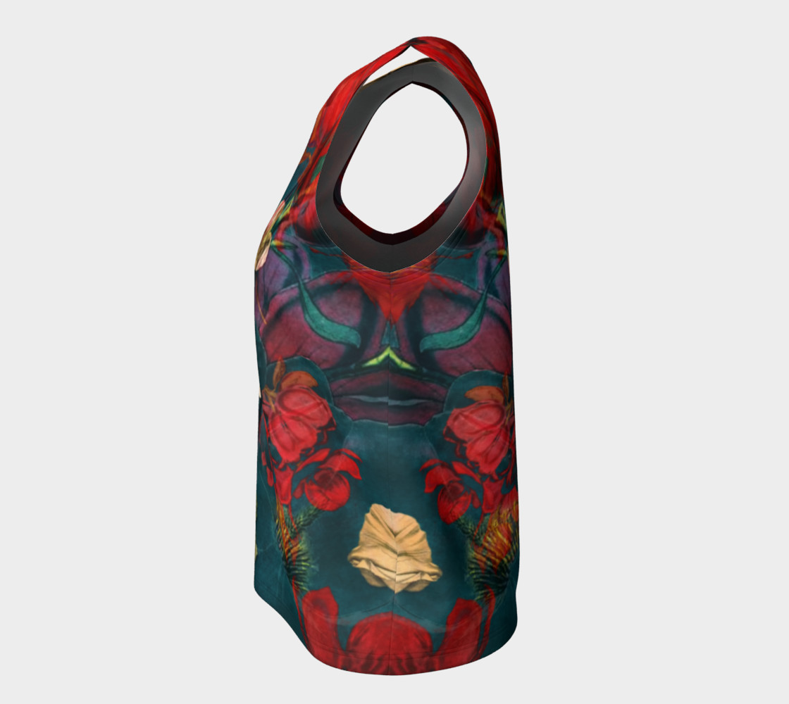 flowers red loose tank top preview #7
