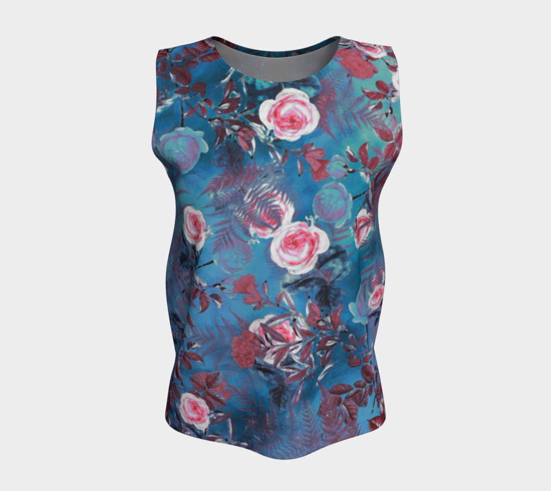 flowers blue loose tank top preview #5