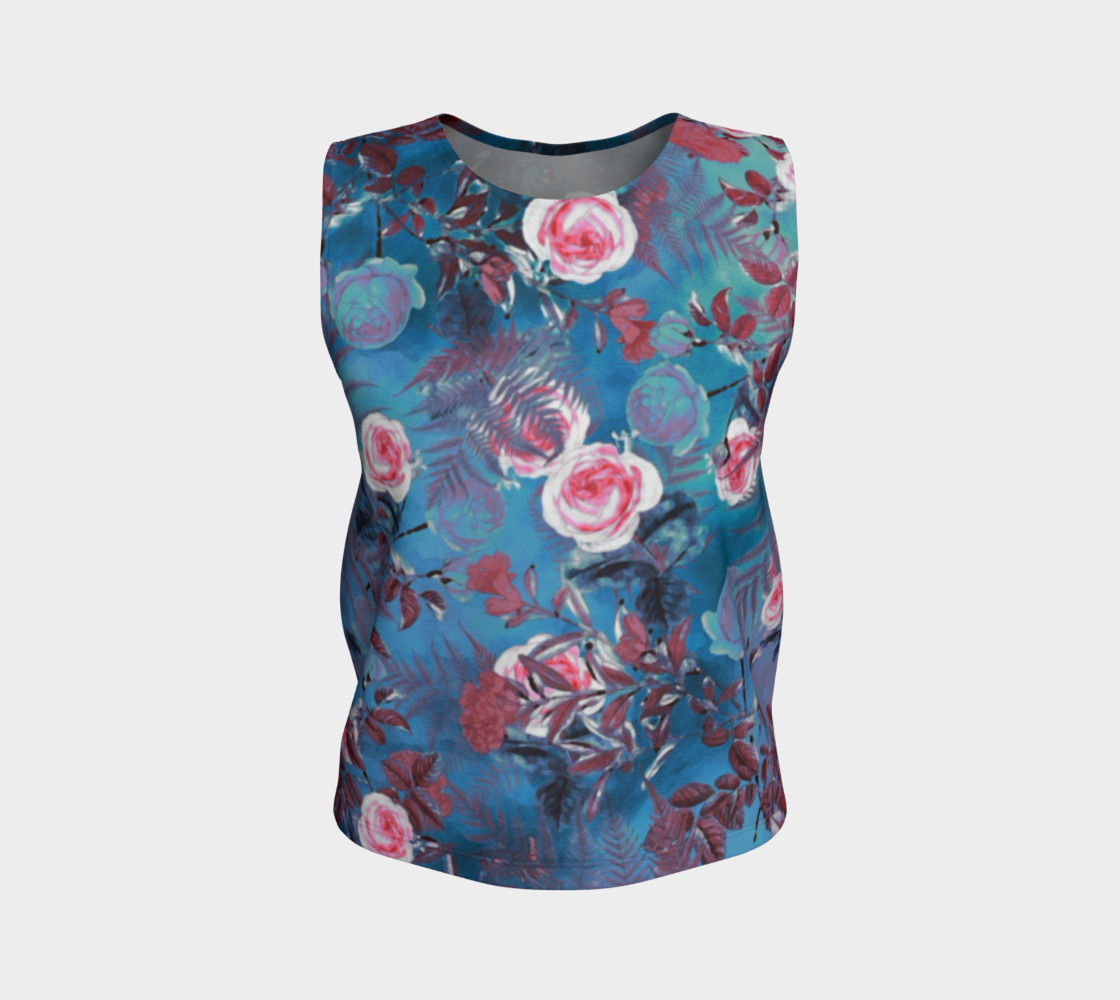 flowers blue loose tank top preview #1