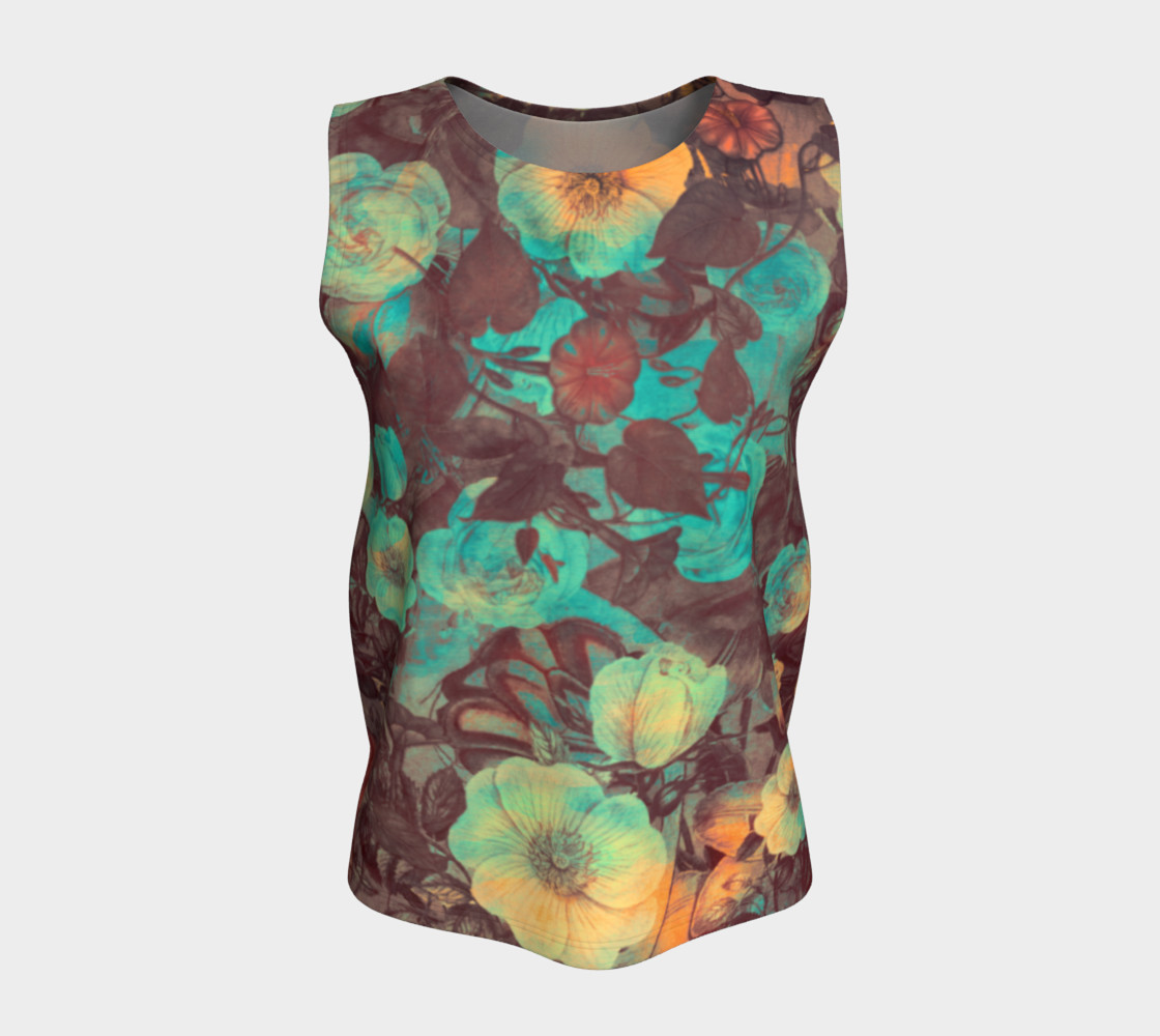flowers green loose tank top preview #5