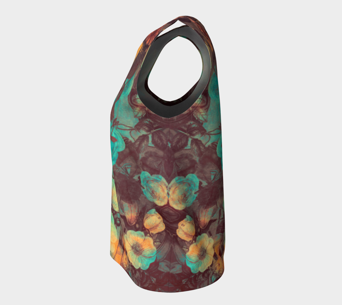flowers green loose tank top preview #7