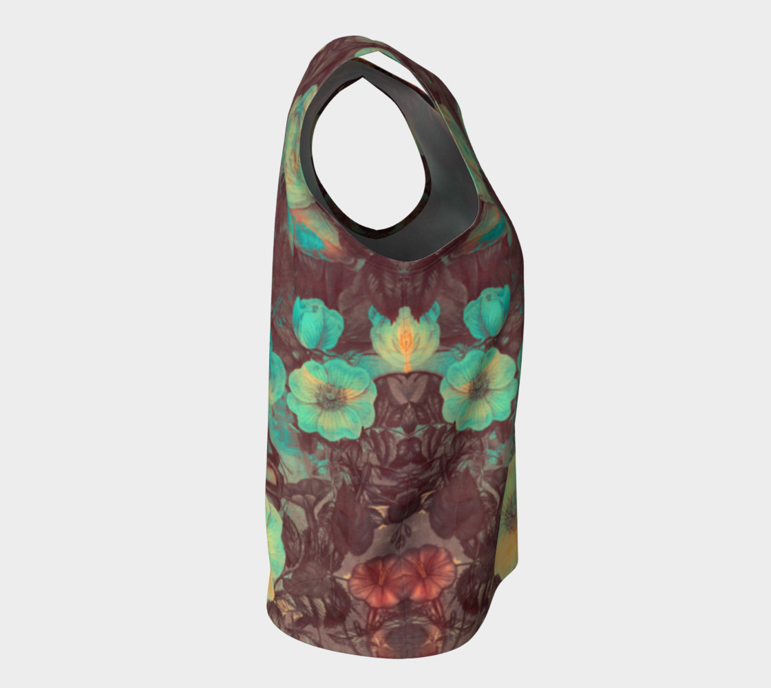 flowers green loose tank top preview #8